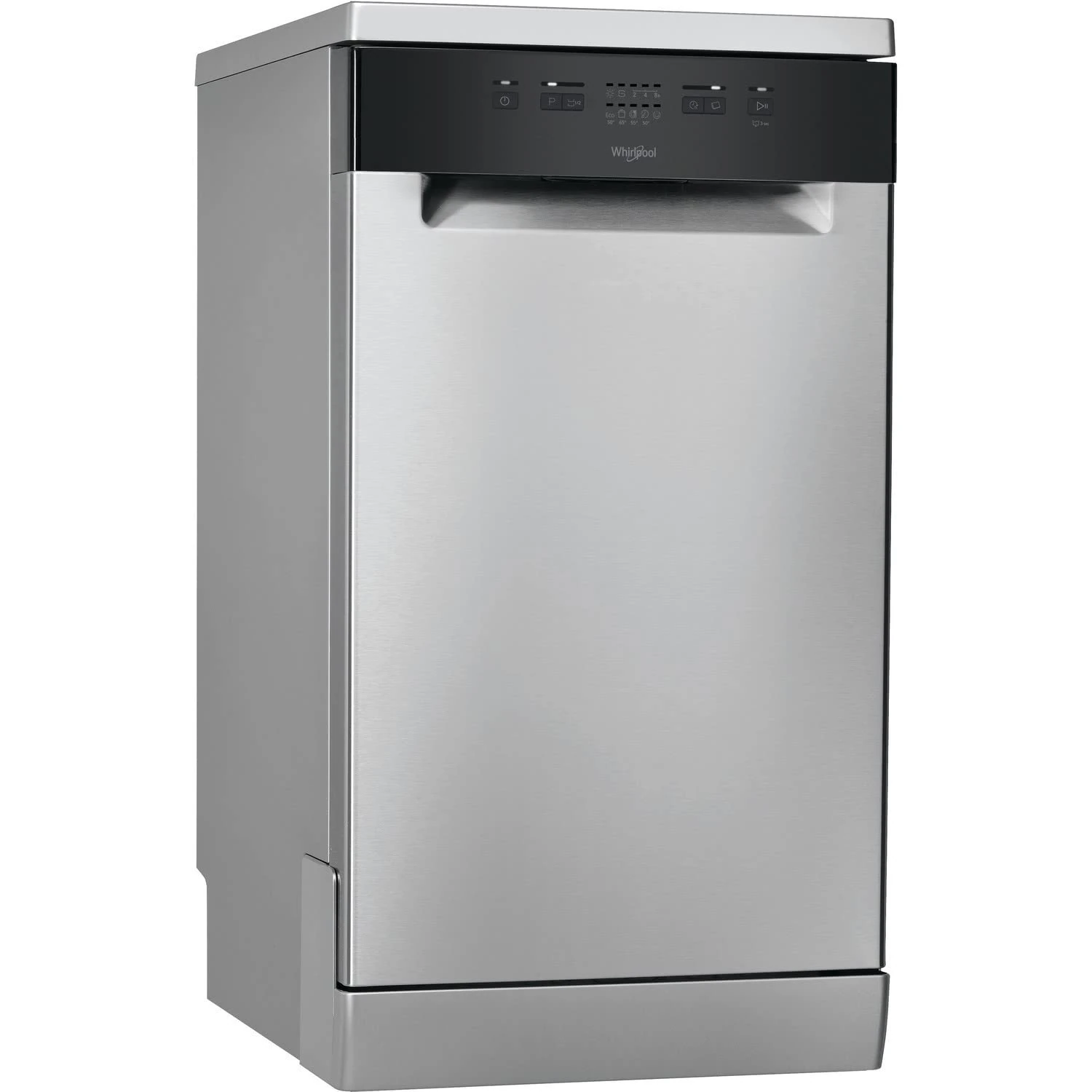 Whirlpool WSFE 2B19 X UK N Freestanding Slimline Dishwasher, 10 Place Settings, 5 Programs, Inox