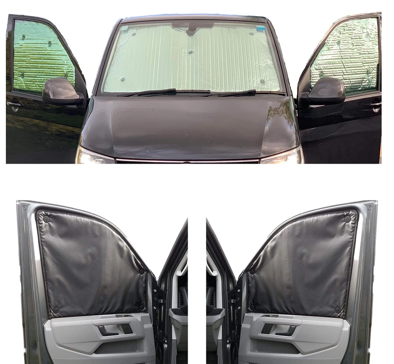 Thermal Blinds Compatible With Citroen Nemo (Third Generation) (Years 2008-Date) (Front Set) With Backing Colour in Charcoal, Reversible