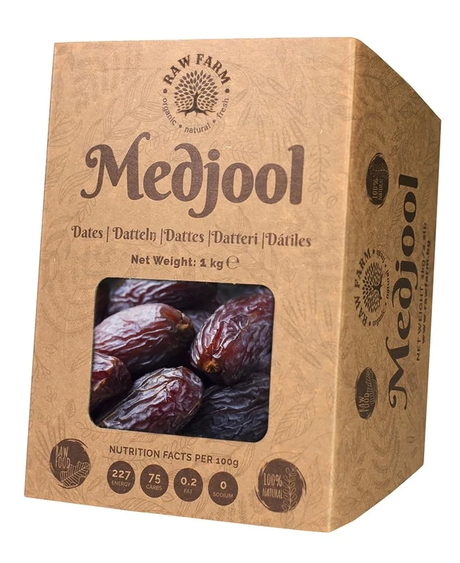 1 kg Raw Fresh Medjool Dates – Large Size, Naturally Sweet & Juicy, No Added Sugar, Preservatives or Additives, Premium Quality Vegan Snack by Raw Farm