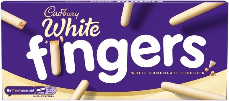 Cadbury White Chocolate Fingers Biscuits, Crunchy Biscuits Covered in Smooth White Chocolate, 114 g (Pack of 1)