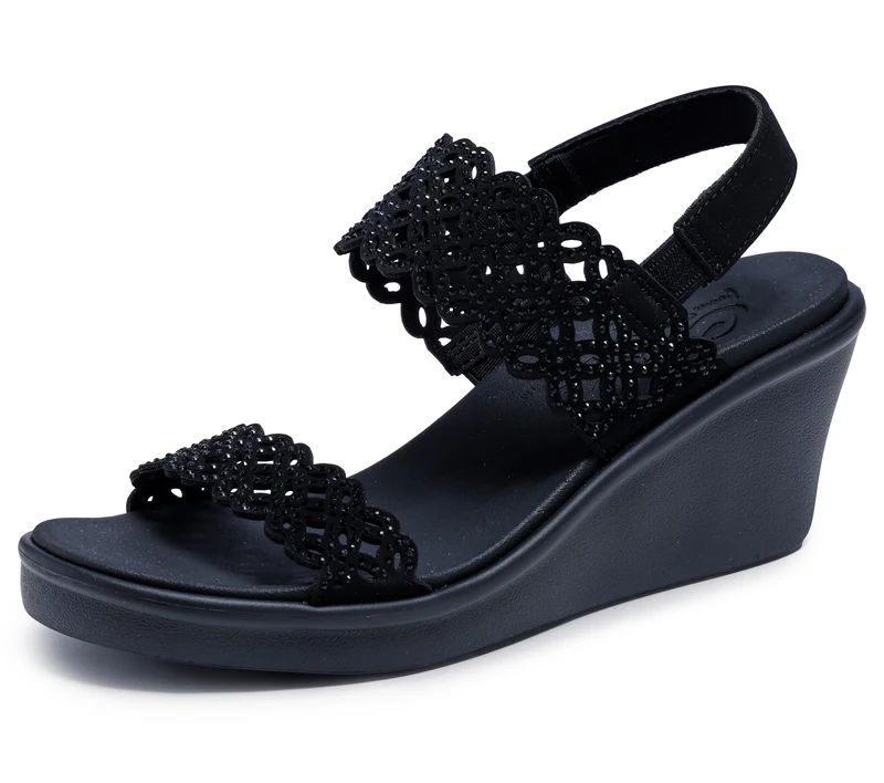 Skechers Cali Women's Women's Rumble on - Sassy Dayz Wedge Sandal, Black, 6 UK