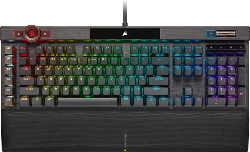 Corsair K100 RGB Optical-Mechanical Wired Gaming Keyboard - OPX Linear Switch - PBT Double-Shot Keycaps - Elgato Stream Deck & iCUE Compatible - PC, Mac, Xbox - QWERTZ DE - Black