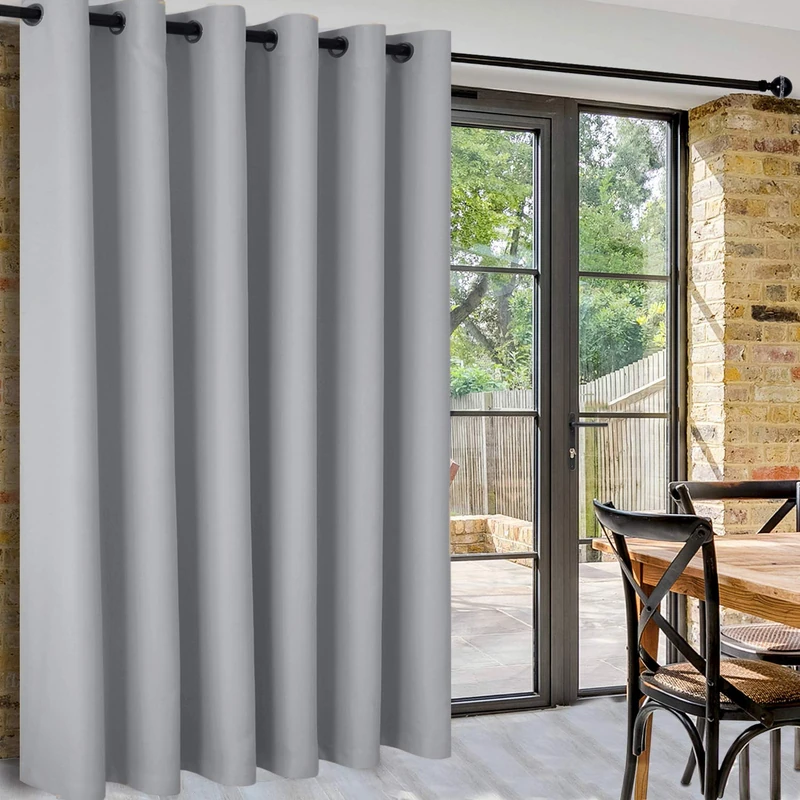 DWCN Total Privacy Room Divider Blackout Curtain - Thermal Curtains for Patio Door, Living Room, Bedroom Partition and Shared Office Space, 1 Grommet Curtain Panel, 8.3 ft Wide x 7 ft Tall, Silver