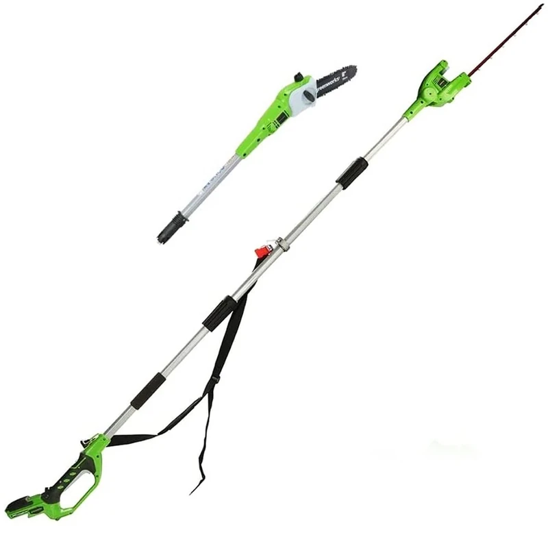 Greenworks G24PSH Cordless 2-in-1 Pole Saw and Pole Hedge Trimmer with Shoulder Strap, Pole Saw 20cm Bar, Trimmer 51cm Dual Action Blades WITHOUT 24V Battery & Charger, 3 Year Guarantee