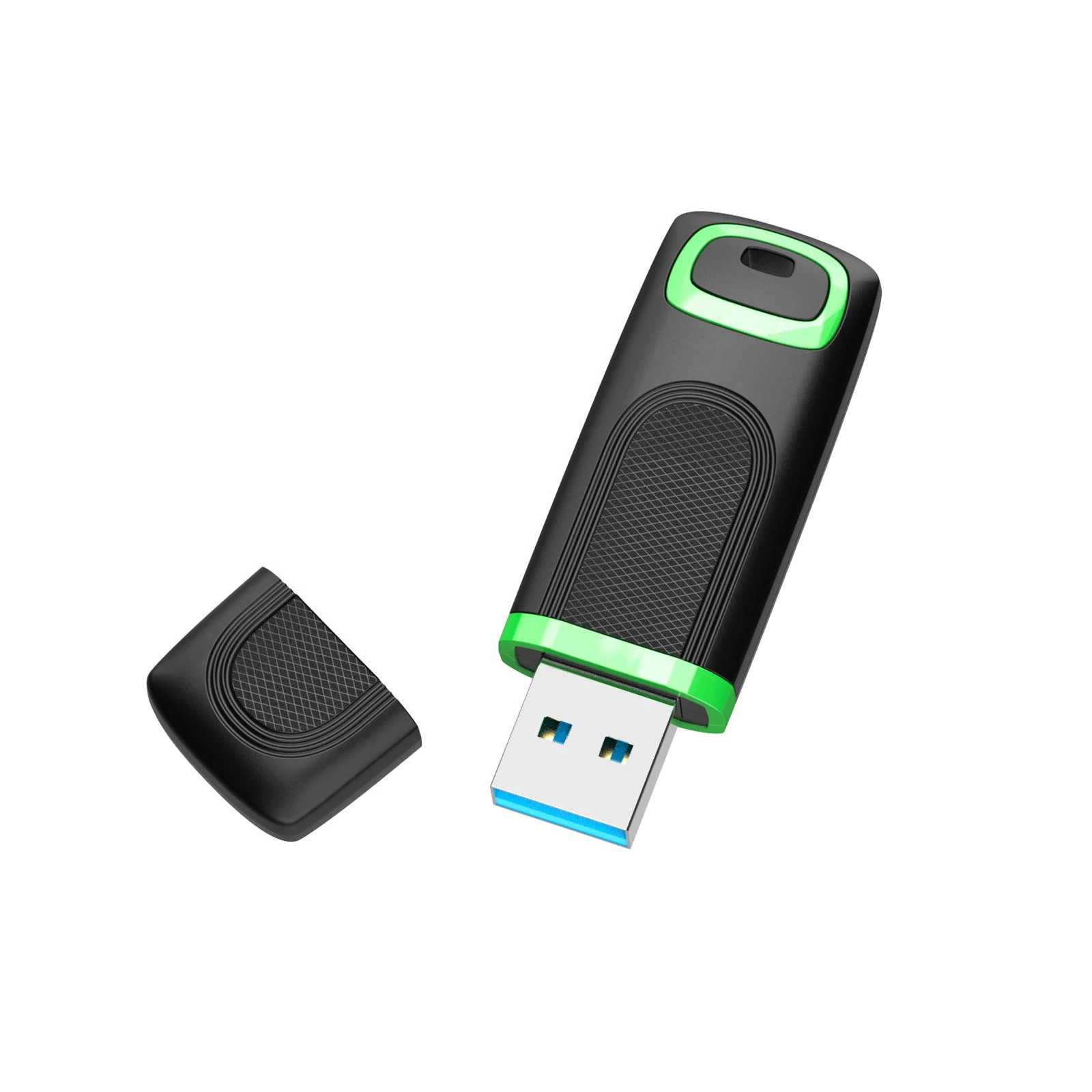 Kexin 128GB USB 3.0 Flash Drive - Cap Design Mini Data Storage Stick - Fast Speed USB Drive for PC, Laptop, Tablet, Macbook, Car, TV (Black, Green)