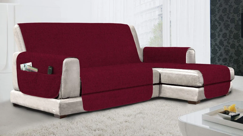 Italian Bed Linen MB HOME BASIC Sofa Cover Non-Slip Peninsula DX Relax, Burgundy, 290 cm - Image 1