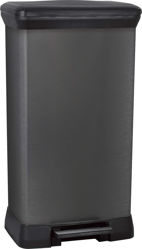 CURVER 246789 Rectangular Pedal Bin 50 L Brushed Look Black 50 - Image 1