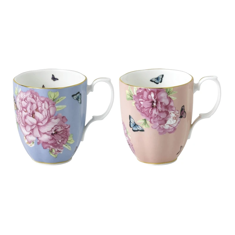 Miranda Kerr by Royal Albert 1056230 Set of 2 Mugs, Fine Bone China, 405 milliliters, Blue,gold