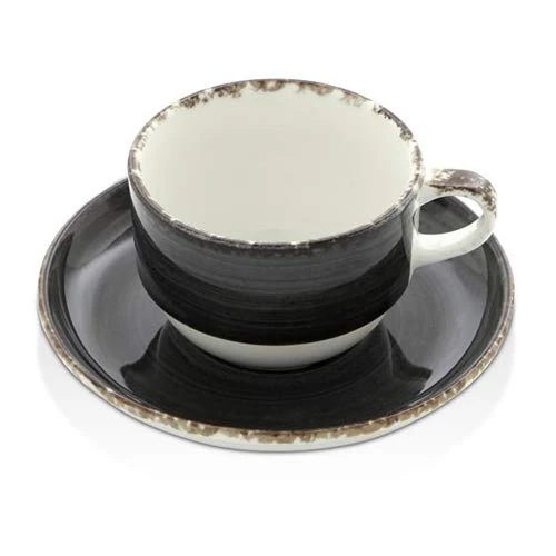 Fine Dine 775103 Onyx Cup with Saucer, 230mL Capacity,