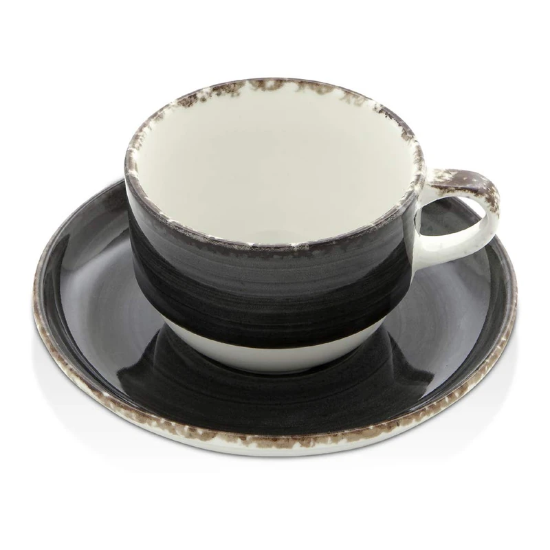 Fine Dine 775097 Onyx Cup with Saucer, 90mL Capacity,