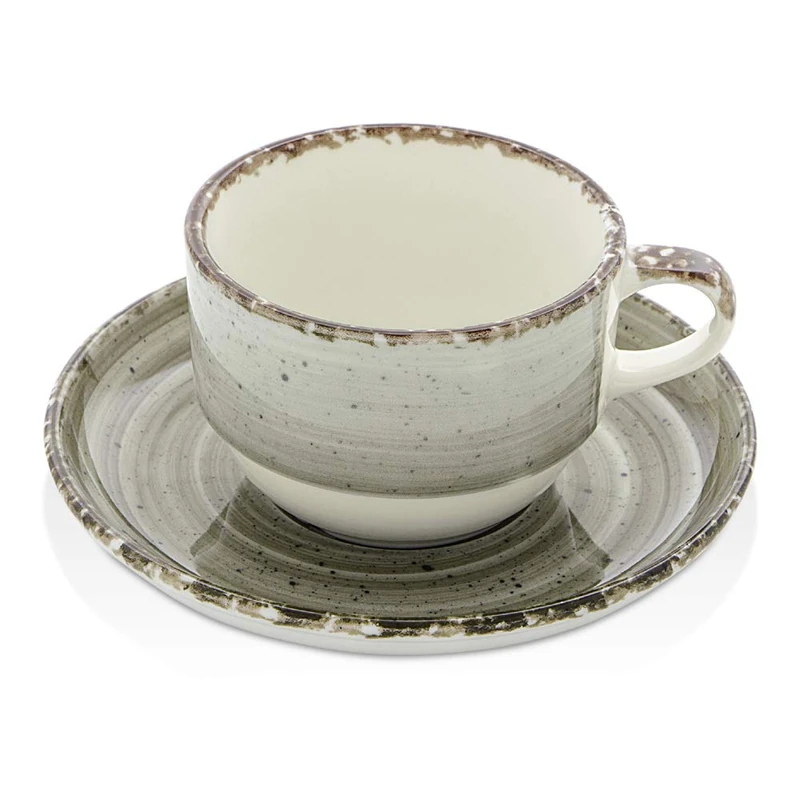 Fine Dine 775271 Agat Cup with Saucer, 90mL Capacity,