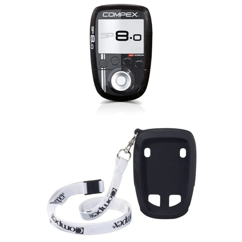Compex SP 8.0 Wireless Muscle Stimulator Unisex Adult Protection Sleeve Wireless Remote With Lanyard - Black, N/A