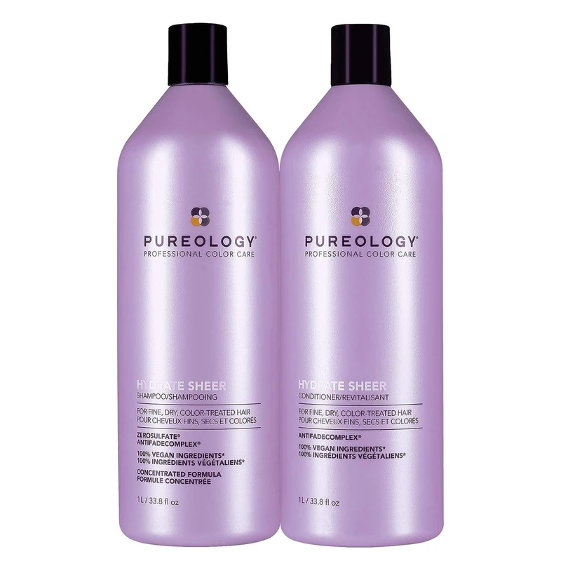 Pureology Hydrate Moisturising Shampoo and Conditioner Duo Set, Medium to Thick Dry, Colour Treated Hair, Vegan Formulas, Sulphate Free for a Gentle Cleanse - Image 1