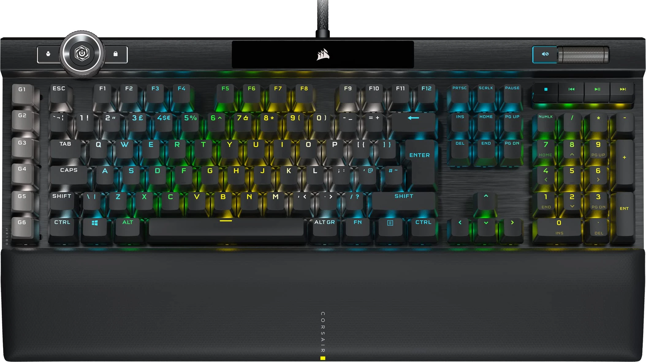 Corsair K100 RGB Optical-Mechanical Gaming Keyboard (CORSAIR OPX Keyswitches: Hyper-fast & Linear, Leatherette Palm Rest, PBT Double-Shot Keycaps, Elgato Stream Deck Integration) QWERTY, Black