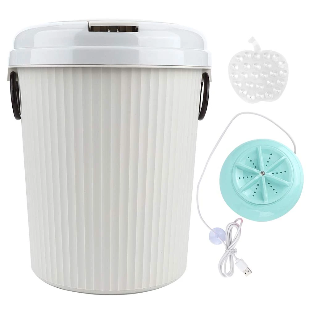 Fdit Portable Washing Machine, 8L Compact Laundry Washer for Underwear, Socks, Baby Clothes, 18W, 5V (Blue)