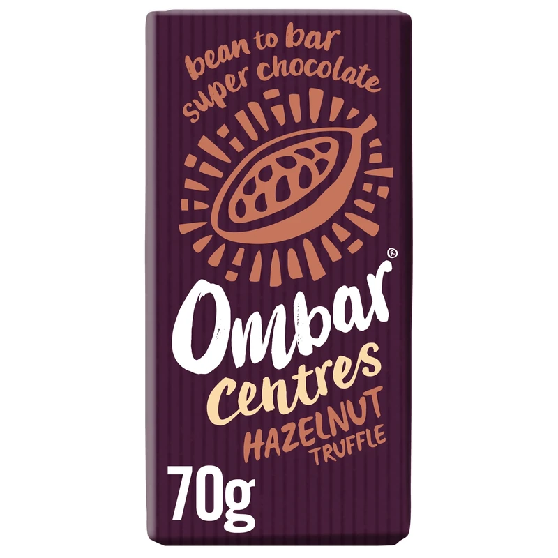Vegan Chocolate Bar - Ombar Centres Hazelnut Truffle - Organic, Fair Trade, Dairy Free and Gluten Free Chocolate
