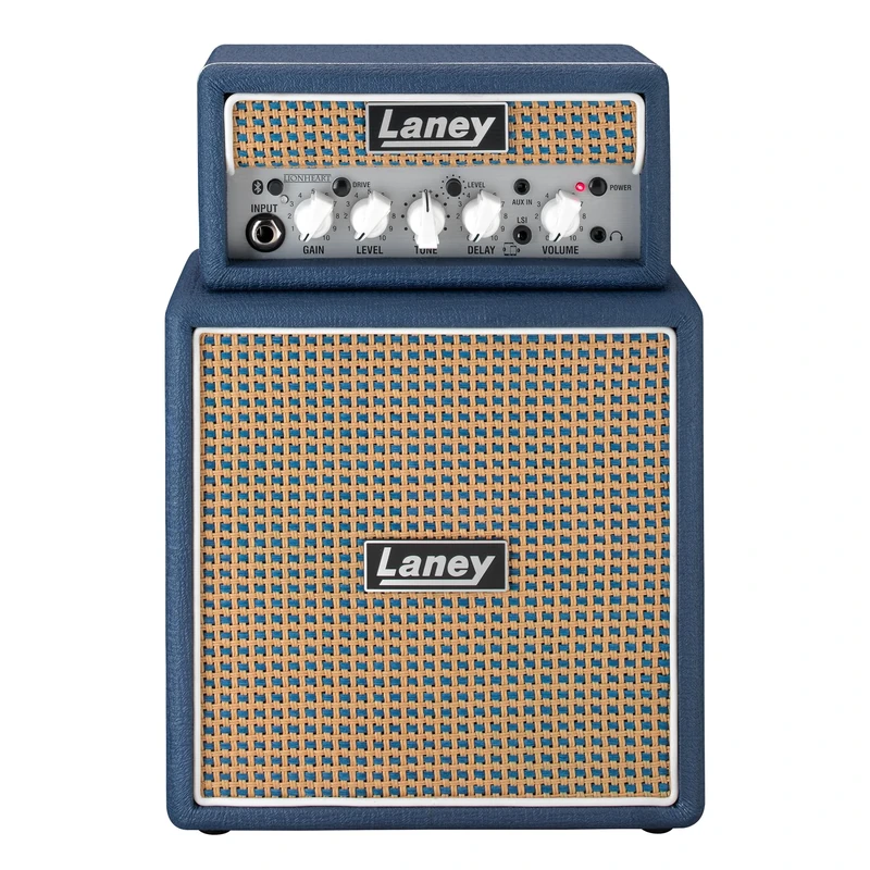 Laney MINISTACK-B Bluetooth Guitar Amp – Portable 6W Battery Powered Mini Stack - 4 Speakers, Clean/Drive, Delay, LSI Smartphone Input, AUX In, Headphone Out & Ultimate Guitar Subscription - Lionheart