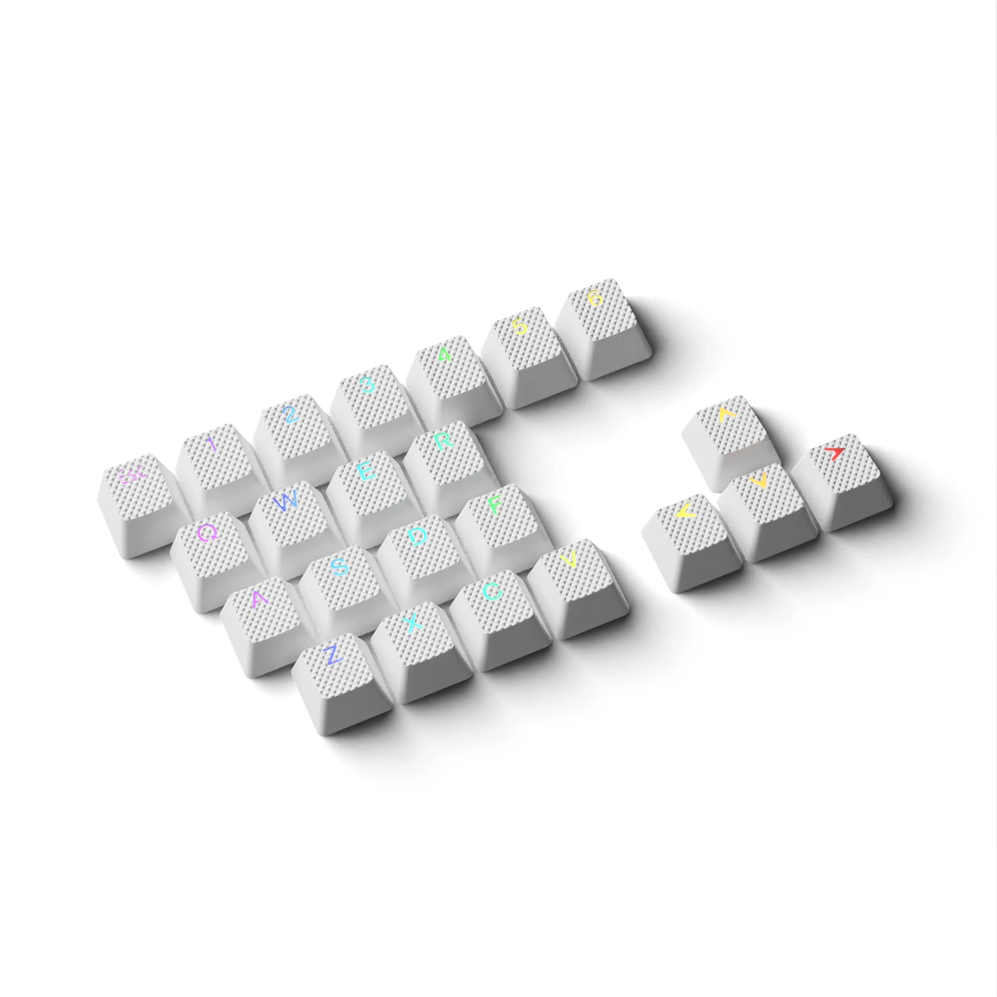 HK Gaming Rubber Keycaps | Anti-Slip Texture | Doubleshot Backlit Keycap Set | 23 OEM Profile Keys | For Mechanical Keyboard | Compatible with Cherry MX, Gateron, Kailh | White