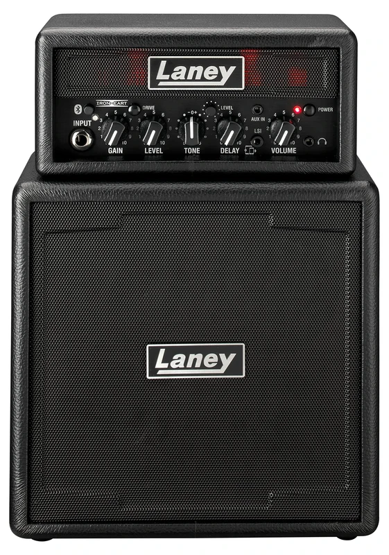 Laney MINISTACK-B Bluetooth Guitar Amp – Portable 6W Battery Powered Mini Stack - 4 Speakers, Clean/Drive, Delay, LSI Smartphone Input, AUX In, Headphone Out & Ultimate Guitar Subscription - Ironheart