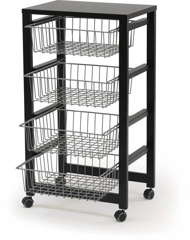 ARREDAMENTIITALIA Arredamenti Italia AR-It il Cuore del Legno Kitchen Trolley GINGERONE, Wood, 4 Baskets, Colour: Black Wood - Image 1