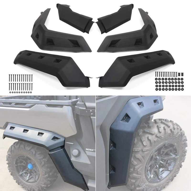 CPOWACE Extended Fender Flares Compatible with Can Am Defender, Mud Guards Front&Rear Compatible with Can Am Defender HD5 HD10 HD8 MAX 2016-2024 Replace 715006821 715002424 715006822(6pcs)