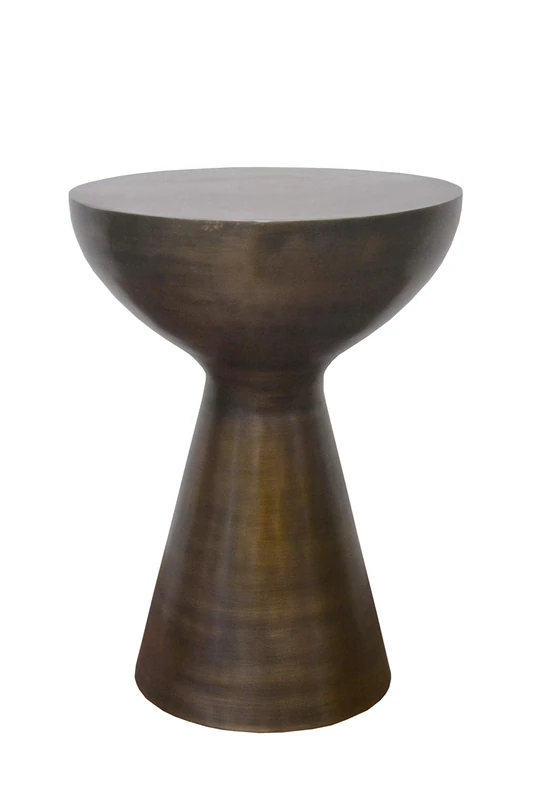 ASPECT Luna Hand-Crafted Aluminum Side Table,Antique Brass, Metal, 31.5 Dia x44.5(H) cm, Metallic