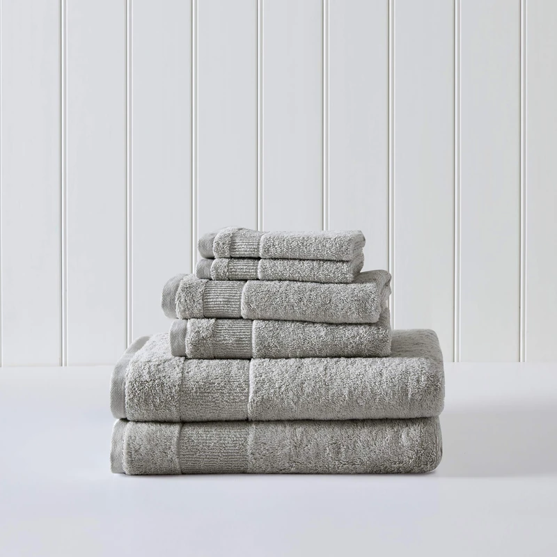 Tommy Bahama- Bath Towels, Absorbent & Fade Resistant Cotton Towel Set, Fashionable Bathroom Decor, Oeko-Tex Certified (Island Retreat Grey, 6 Piece)