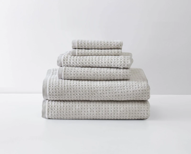 Tommy Bahama | Northern Pacific Collection | 6 Piece Towel Set- Decorative Luxury Hotel & Spa Quality Bathroom Linens, Absorbent & Fade Resistant, 6 Piece, Grey