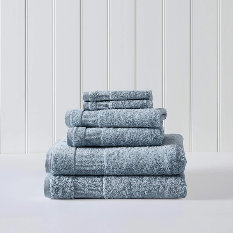 Tommy Bahama- Bath Towels, Absorbent & Fade Resistant Cotton Towel Set, Fashionable Bathroom Decor, Oeko-Tex Certified (Island Retreat Bay Blue, 6 Piece)