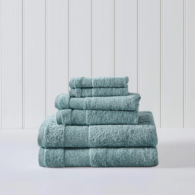 Tommy Bahama- Bath Towels, Absorbent & Fade Resistant Cotton Towel Set, Fashionable Bathroom Decor, Oeko-Tex Certified (Island Retreat Turquoise, 6 Piece)