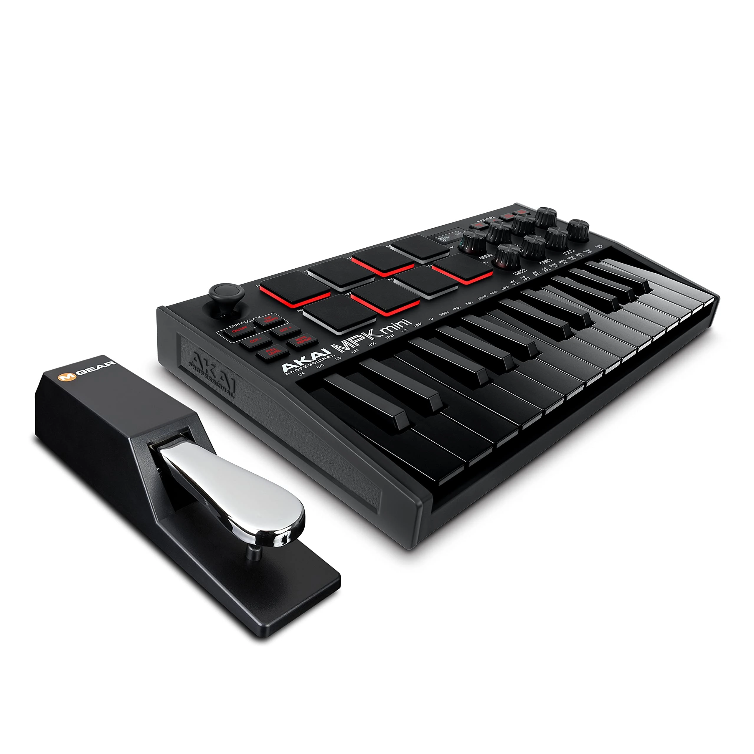 AKAI Professional Midi Controller + Sustain Pedal Bundle - MPK Mini MK3 Black USB-MIDI-Keyboard Controller + M-Audio SP-2 Universal Sustain Pedal