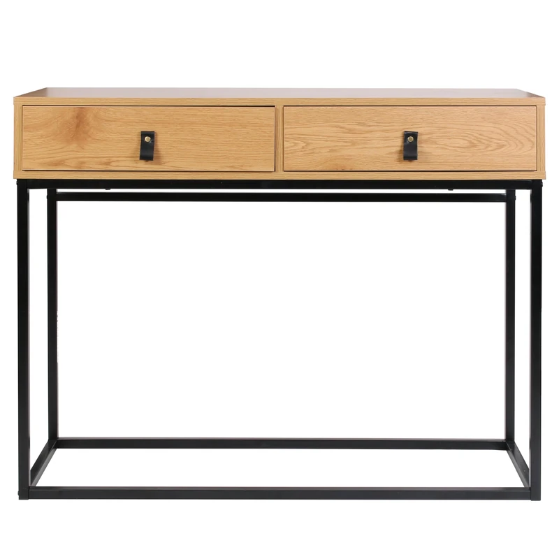 HOME DECO FACTORY - HD6623 - Wooden and Metal Console Abbott Furniture Table Office Console Sellette Furniture Entrance, 100.00 x 35.00 x 80.50
