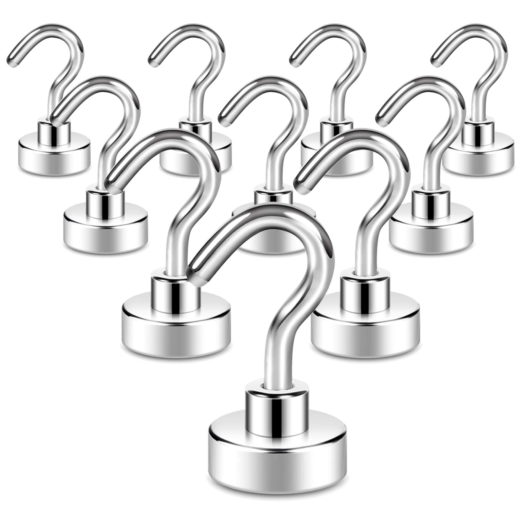 Neosmuk Magnetic Hooks for Cruise Cabins, 22lb+ Heavy Duty Strong Metal Magnets with Hooks, Hangers for Ship, Fridge, Wall, Ceiling, Van, and Clothes Hanging Essentials (Pack of 10, White)