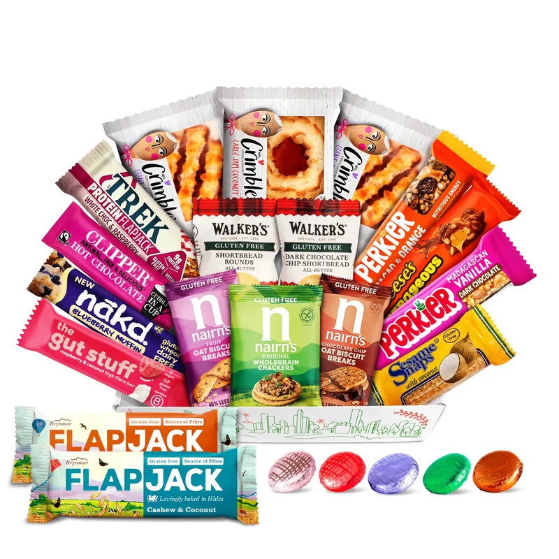Gluten Free Biscuits and Snack Bars Hamper, Famous and Reliable Brands, Beautifully Presented by Urban Wellbeing, Over 900g