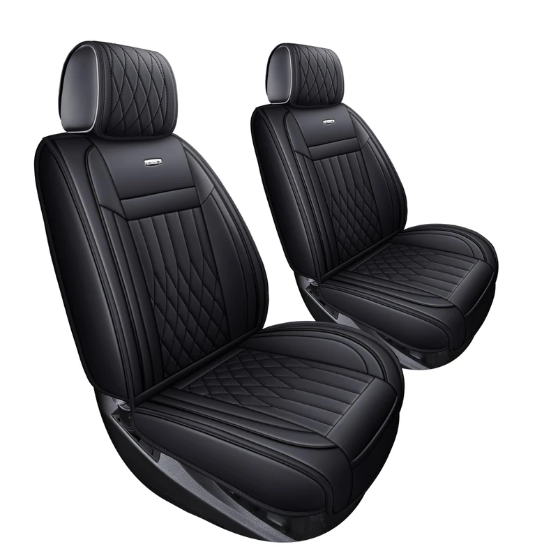 Aierxuan Customized for Chevrolet Chevy Silverado GMC Sierra Car Seat Covers Front Pair with Waterproof Faux Leather 2007-20211500/2500/3500HD Crew,Double,Extended Cab Pickup Truck(Black)