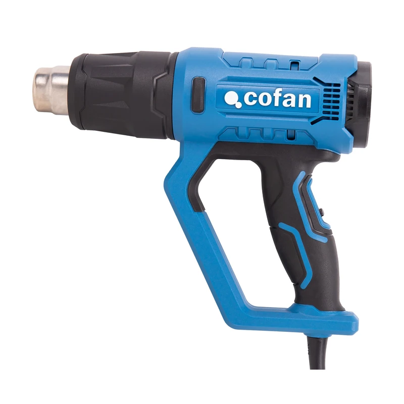 Cofan Hot air Gun 2000 W | LCD Digital Display | Adjustable Temperature 50° to 650° | 5 Accessories for Stripping, deforming Tubes, Shrinking PVC, etc.