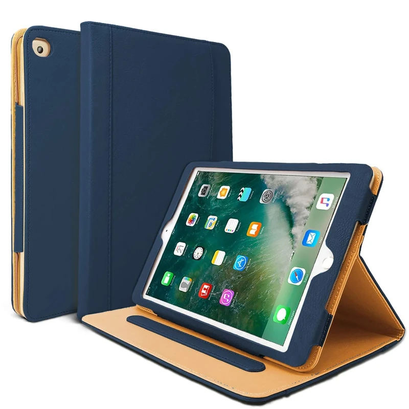Danycase New iPad 2018/2017 9.7 inch Case 6th/5th Generation, PU-Leather Auto Sleep/Wake Cover Stand Folio Cover Case for iPad 9.7 inch 2018/2017, Also Fit iPad Air 2 (NavyBlue)