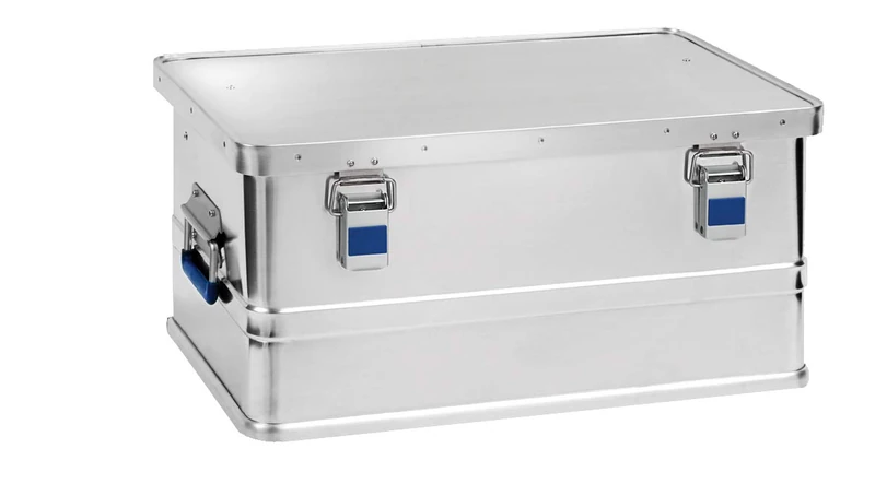 hünersdorff 451150 Eco Aluminium Box 48 Litres Waterproof with Rubber Seal, Lightweight, Stable, Folding Handles, Preparation for Locks, Colour: Silver