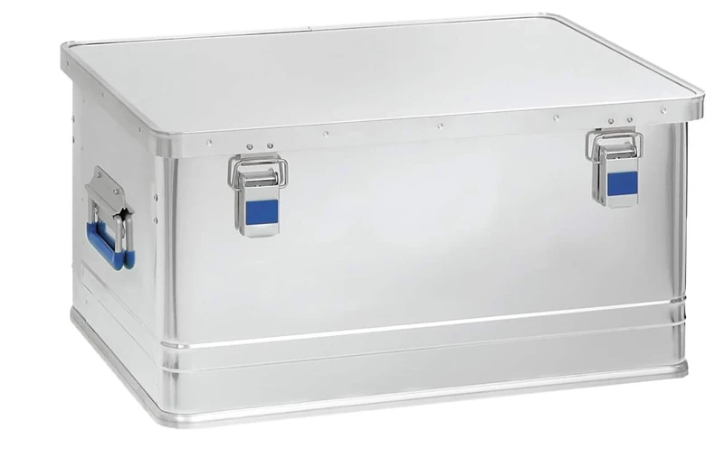 hünersdorff Aluminium Box Office 74 Litres, Splash-proof with Rubber Seal, Lightweight, Sturdy, Folding Handles, Preparation for Locks, Colour: Silver