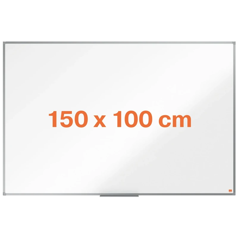 Nobo Enamel Magnetic Whiteboard, 1500 x 1000mm, Aluminium Trim, Corner Wall Mounting, Includes Whiteboard Pen Tray, Essence Range, 150 x 100cm, White, 1915475