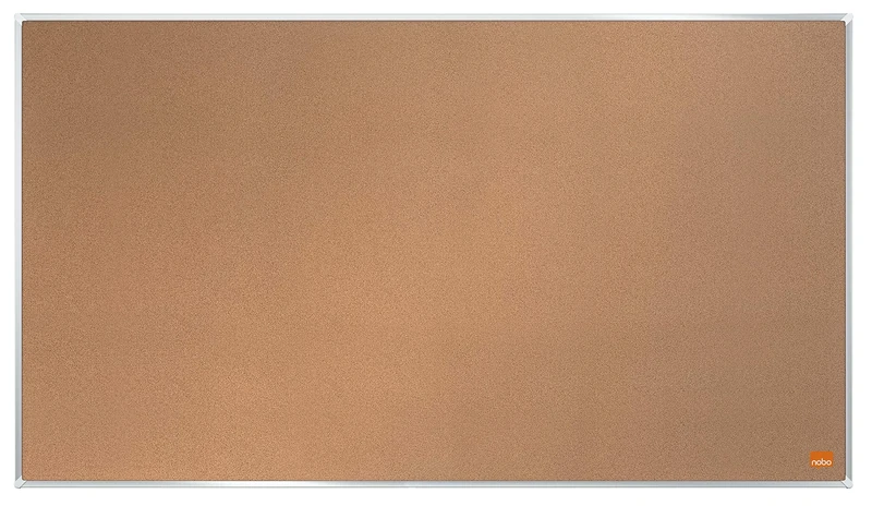 Nobo Widescreen Cork Noticeboard, 710 x 400 mm, Slim Trim Frame, Self-Healing Cork Surface, InvisaMount Mounting System, Impression Pro, Light Brown, 1915414