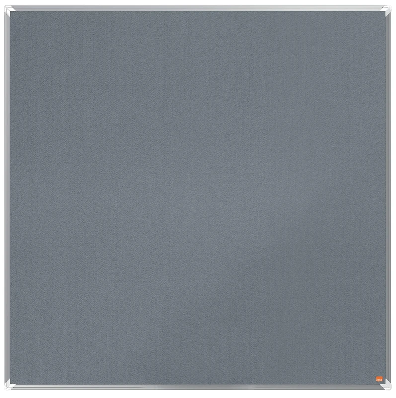 Nobo Felt Notice Board, 1200 x 1200 mm, Aluminium Trim, Corner Wall Mounting, Premium Plus, Grey, 1915197