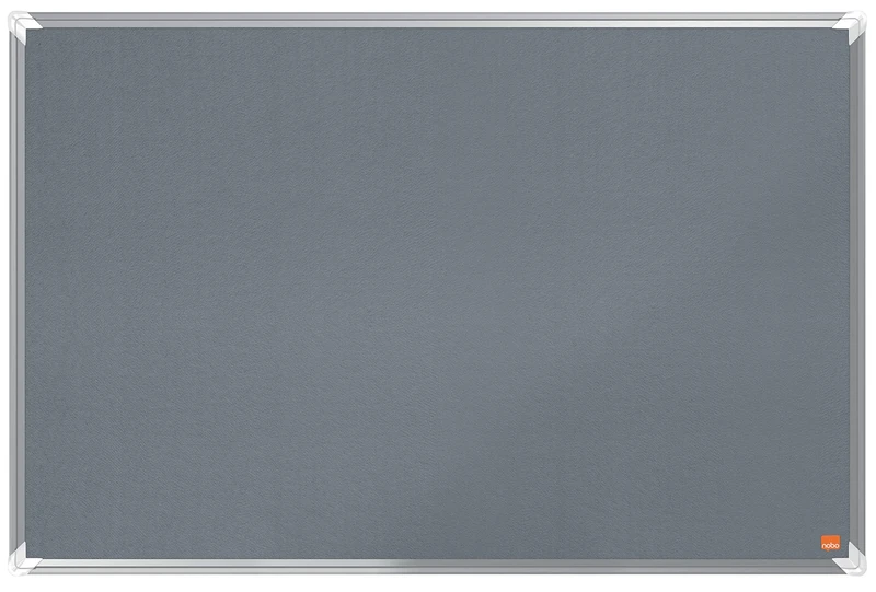 Nobo Felt Notice Board, 900 x 600 mm, Aluminium Trim, Corner Wall Mounting, Premium Plus, Grey, 1915195