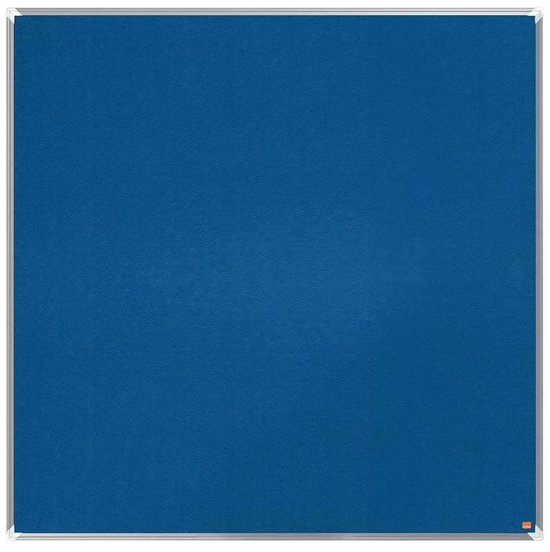 Nobo Felt Notice Board, 1200 x 1200 mm, Aluminium Trim, Corner Wall Mounting, Premium Plus, Blue 1915190
