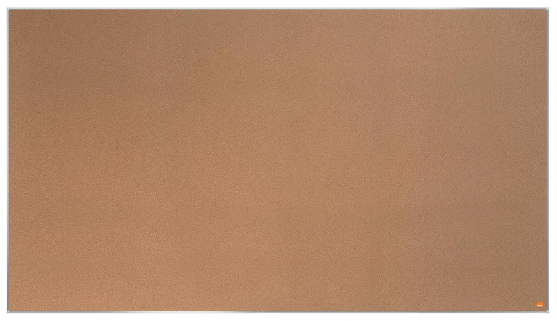 Nobo Widescreen Cork Noticeboard, 1550 x 870 mm, Slim Trim Frame, Self-Healing Cork Surface, InvisaMount Mounting System, Impression Pro, Light Brown, 1915417