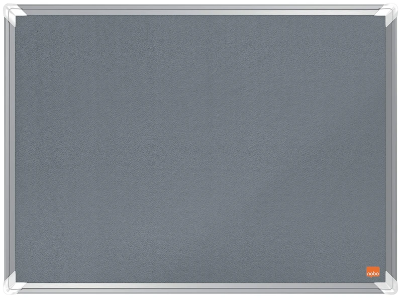 Nobo Premium Plus Felt Notice Board 600x450mm – Grey Small Pin Board for Wall, Office Noticeboard, Display Board, Felt Memo Board, Vision Board, Mood Board, EU Ecolabel Certified
