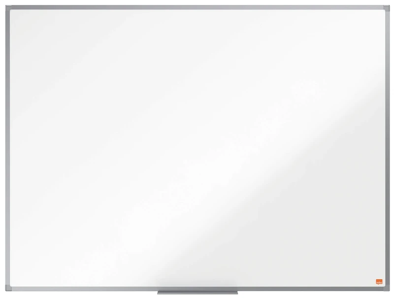 Nobo Non-Magnetic Melamine Whiteboard, 1200 x 900mm, Aluminium Trim, Corner Wall Mounting, Includes Whiteboard Pen Tray, Essence Range, 120 x 90cm, White, 1915271