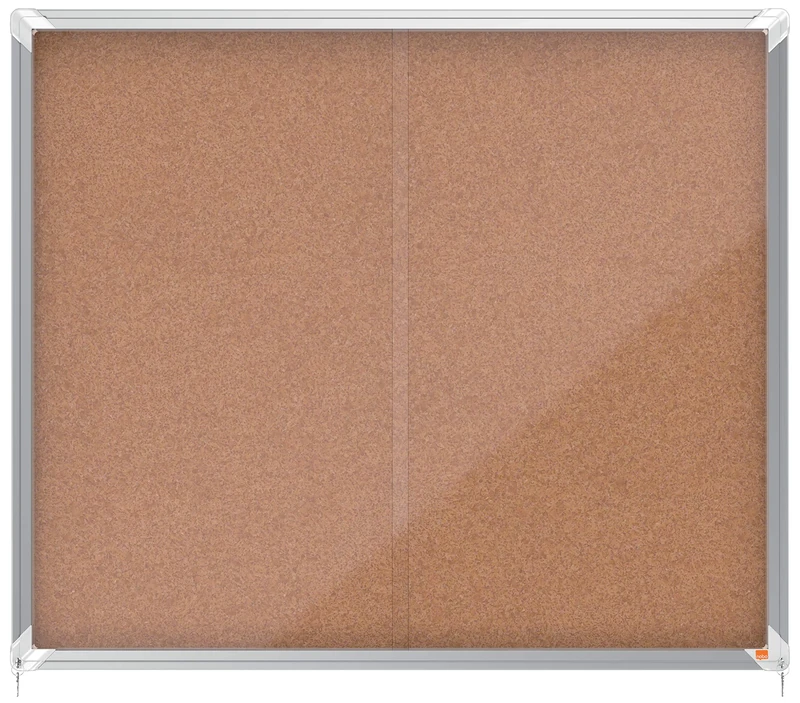 Nobo Cork Lockable Notice Board With Sliding Glass Door, 15 x A4, Premium Plus, Brown, 1915332