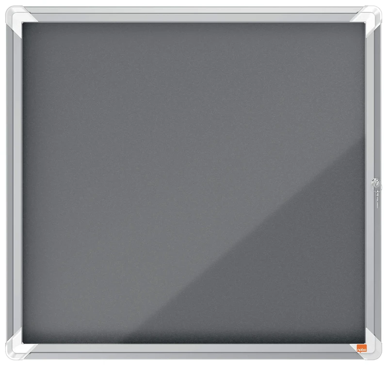 Nobo Felt Lockable Notice Board 6 x A4, Premium Plus, Grey, 1915328