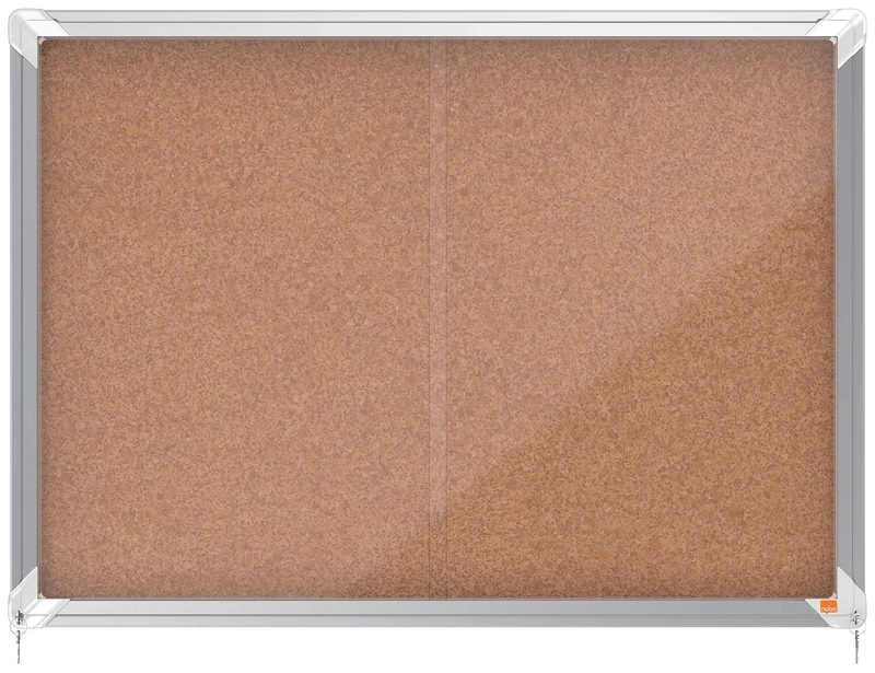 Nobo Cork Lockable Notice Board With Sliding Glass Door, 8 x A4, Premium Plus, Brown, 1915331